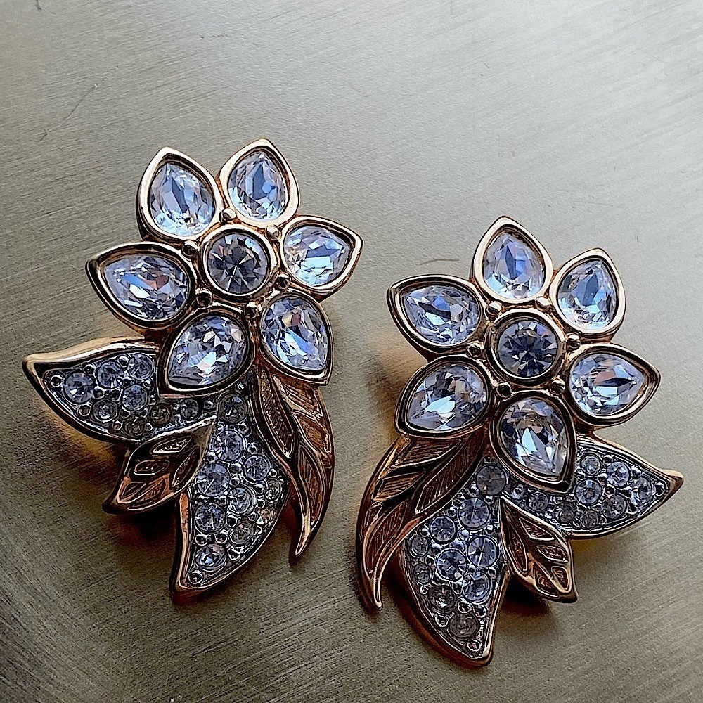 Swarovski flower clip on earrings